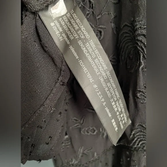 Zara Women’s Embroidered Sheer Black Ruffled Victorian Whimsigoth Top Size Small - Picture 5 of 5